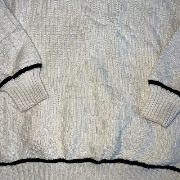 White Crewneck Men's Cardigan Sweater - Picture 5 of 9